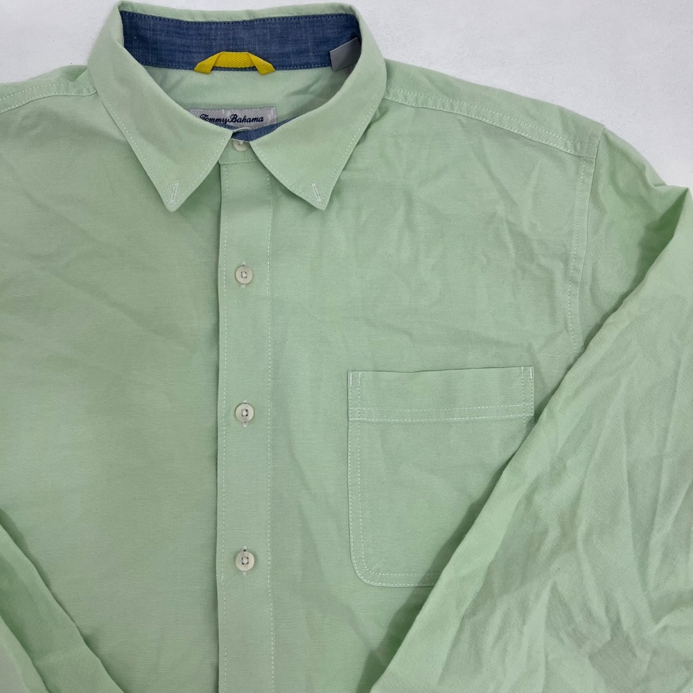 Tommy Bahama Men’s‎ L Lime Green Stretch Shirt Long Sleeve Tropical Casual - Picture 3 of 10